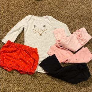 Adorable bundle girls size 6 months, Onsie, shorts, leggings